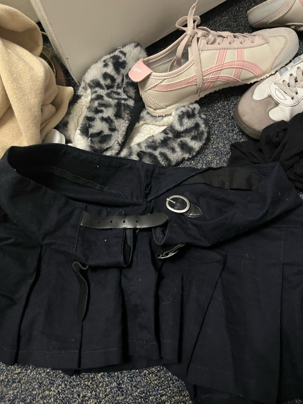 Brandy Melville Black Pleated Skirt with Buckle Strap